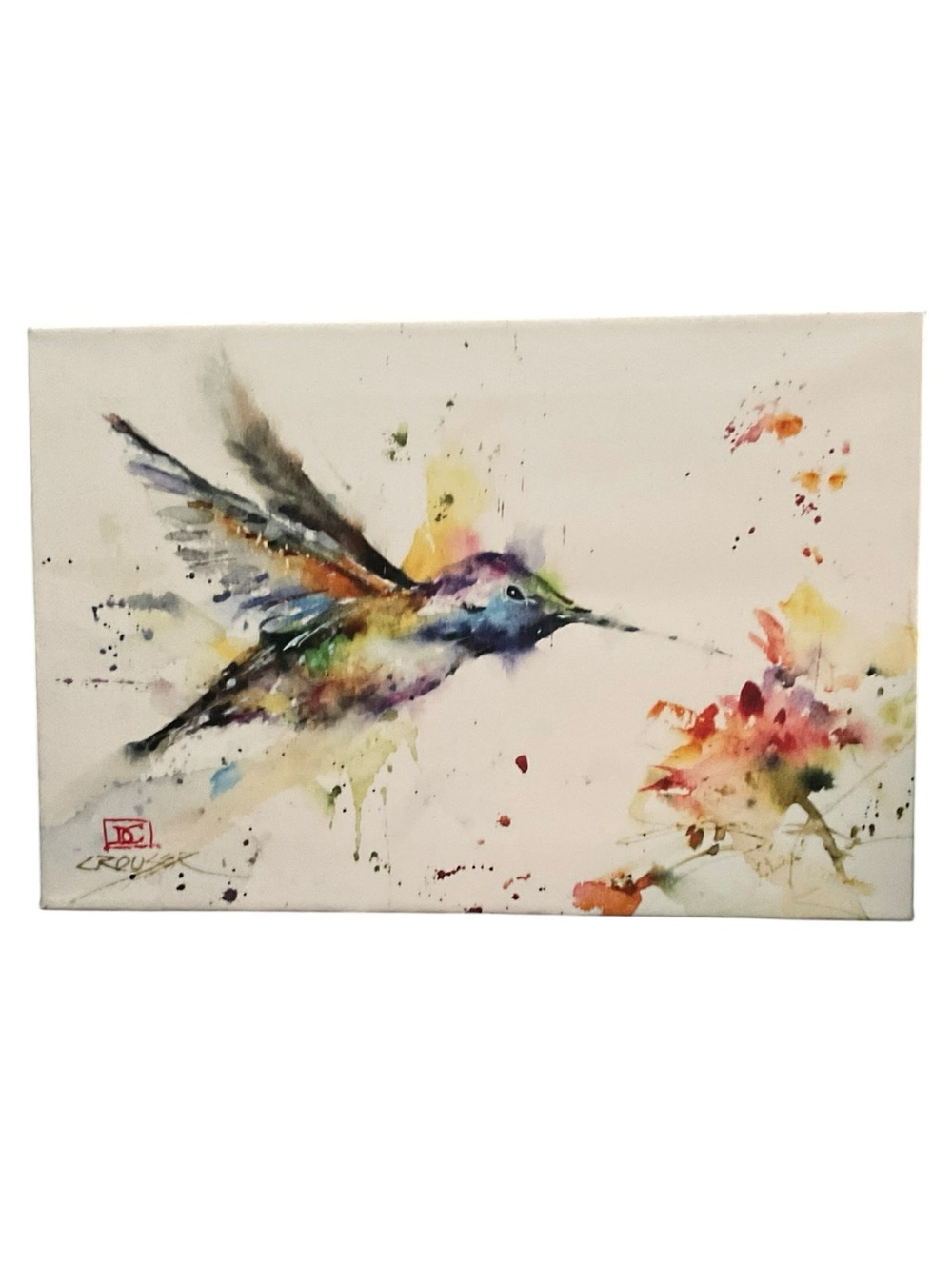Watercolor Hummingbird Canvas Art - Multicolor NWOT